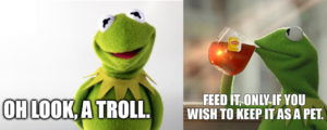 Kermit the frog dont feed the trolls 