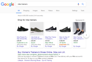 google search nike womens shoes ppc seo 