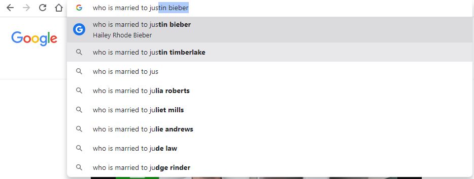 who is married to justin bieber serps